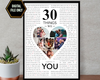 30 things we love about you, 30th birthday gift, 30th bday ideas, 30th birthday decoration, thirty birthday, 30 birthday ideas, 30 bday gift