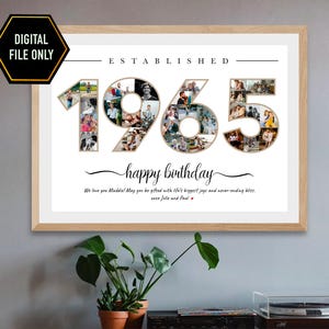 Regalo de 60 cumpleaños, regalo de collage de fotos de 60 años, decoración de 60 años, sesenta años, ideas para 60 años, regalos de collage de fotos de 1965