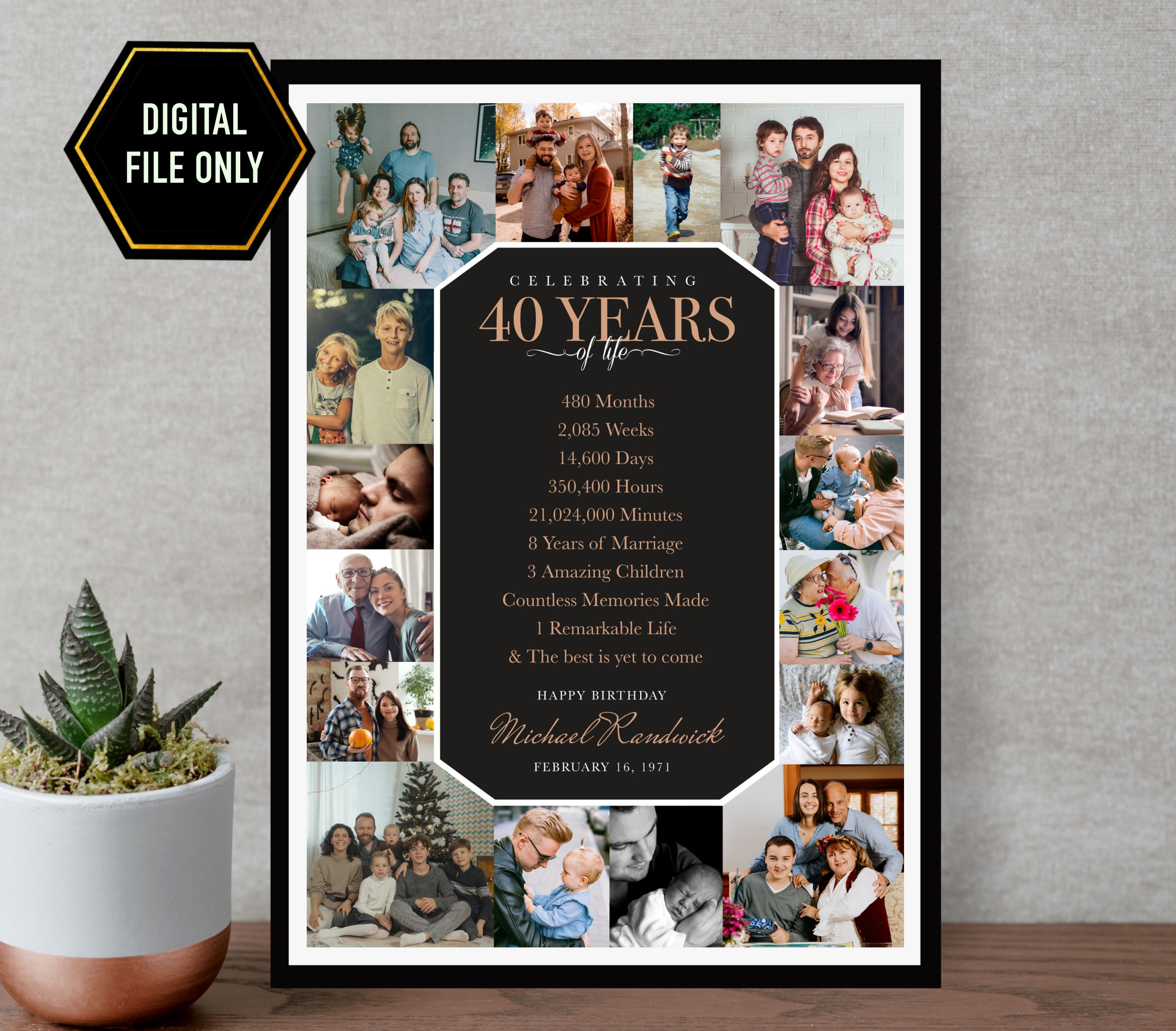 40th Birthday Gift 40th Photo Collage 40th Bday Ideas 40th