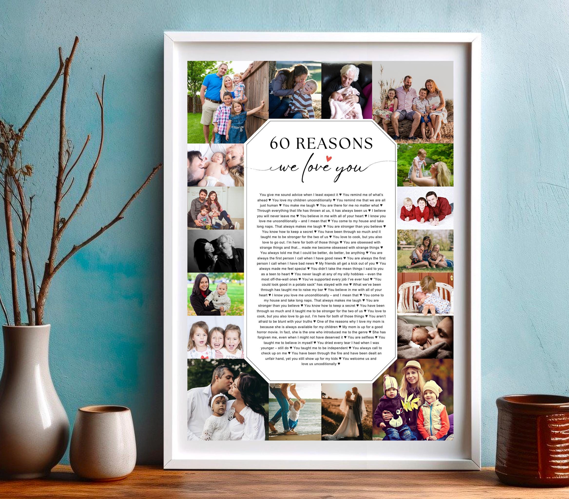 60 Reasons We Love You, 60th Birthday Gift, 60 Things We Love You, 60th ...
