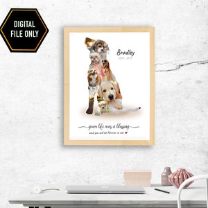 Retriever dog photo collage gift, personalised dog loss gift, dog lovers gift, Labrador wall art, dog sympathy gift, Valentines Day
