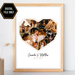 Wedding anniversary Gifts, heart photo collage, 1st 2nd anniversary gifts, couple keepsake, Valentine gift, boyfriend girlfriend gift