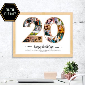 20th birthday gift, 20th Photo collage, 20th anniversary gift, 20th birthday decoration, twenty birthday, 20 birthday ideas, 20 bday gift