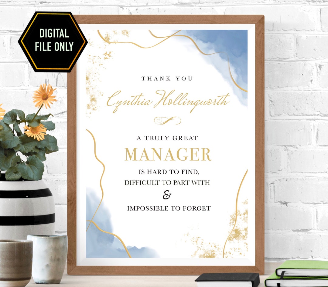 Manager Appreciation Note Personalized Manager Appreciation Print, Farewell Gift (digital File ...