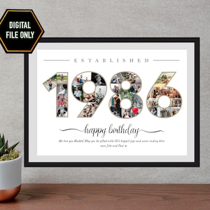 Collage fotografico regalo per il 40° compleanno, 1986 stampabile (solo file digitale) immagine 1