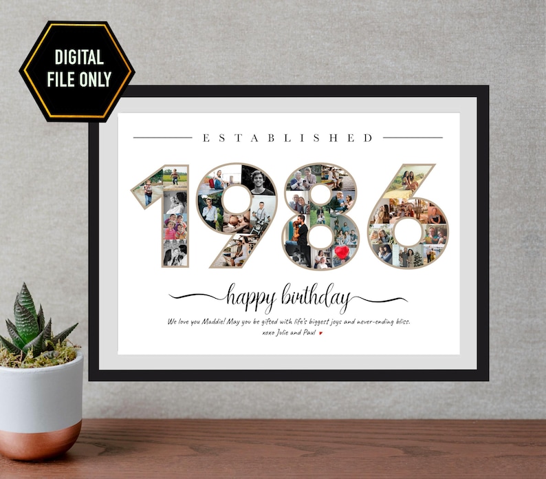 Collage fotografico regalo per il 40° compleanno, 1986 stampabile (solo file digitale) immagine 1
