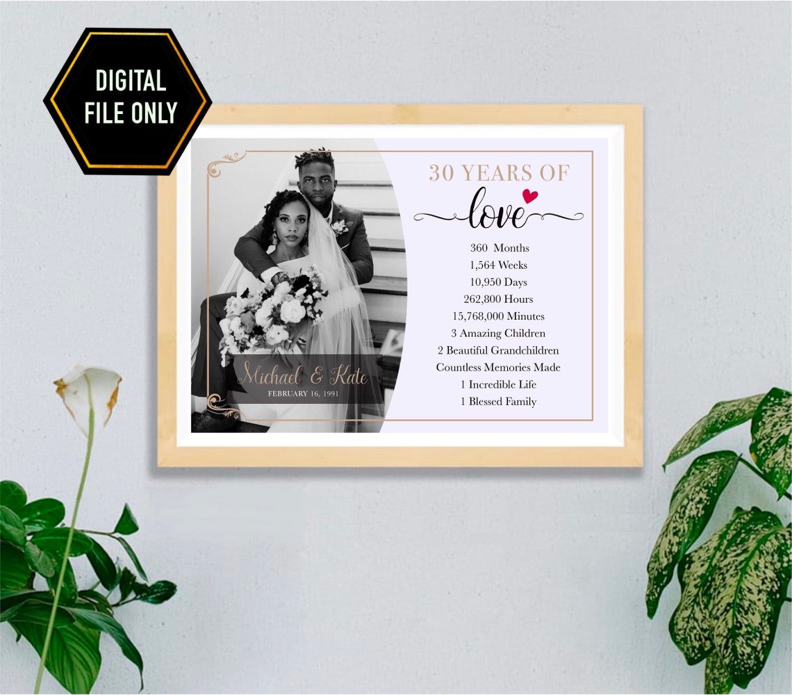 30 Yr Wedding Anniversary Gifts 30 year wedding anniversary photo t personalized 30th