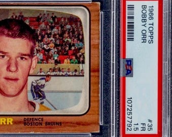 1966-67 Topps #35 Bobby Orr Rookie Card RC Nicely Centered Eye Appeal PSA Fair
