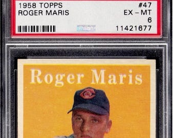 1958 Topps #47 ROGER MARIS Rookie Baseball Card Rc Indians Psa 6