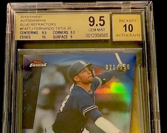 2019 Fernando Tatts Jr. blue Refraktor Auto FAFTJ Beckett 9.5 / 10 Rookie Karte