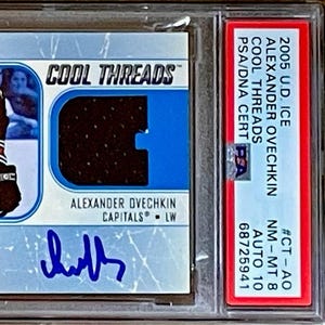 Cartão de novato assinado por Alex Ovechkin da U.D. ICE 2005 RC rpa Patch Auto psa 8 AUTO 10