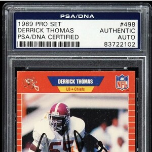 1989 Pro Set #498 Derrick Thomas signierte Rookie Karte Vintage PSA Auto