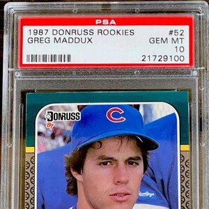 1987 Donruss Rookies Greg Maddux Chicago Cubs cartão de novato RC PSA 10