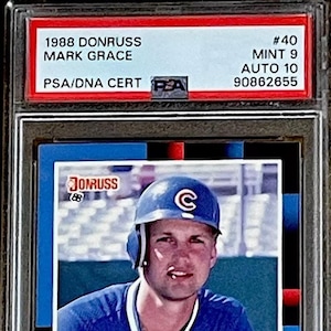 1988 Donruss #40 Mark Grace Cubs signierte Rookie Karte PSA 10 Autogramm ""Gracie""
