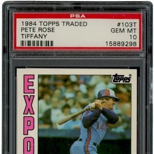 Pete Rose del 1984 in cima alla classifica delle carte da baseball scambiate con Tiffany, gemma, PSA 10