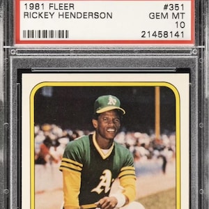 1981 Flüchtiger #574 Rickey Henderson Leichtathletik Erstflüchter Karte Rookie ERA PSA 10