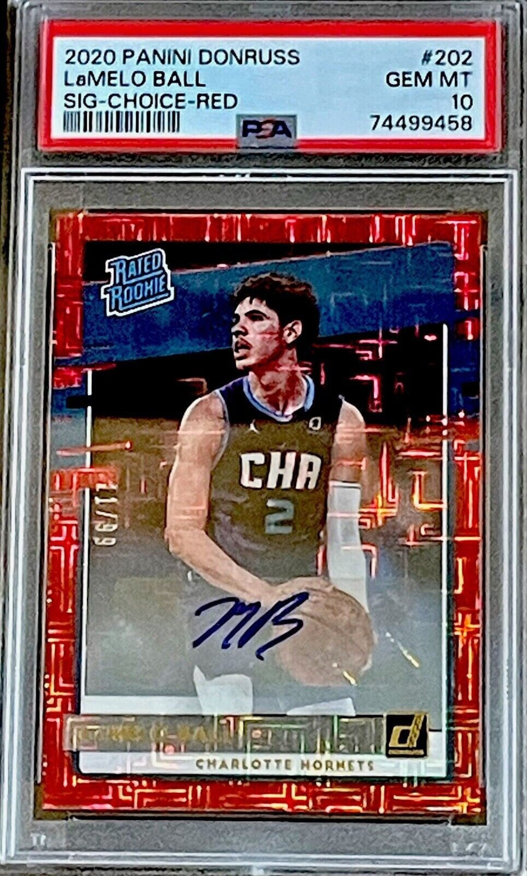 2020-21 Donruss Lamelo Ball Choice Red Rookie Auto RC /99 PSA 10 