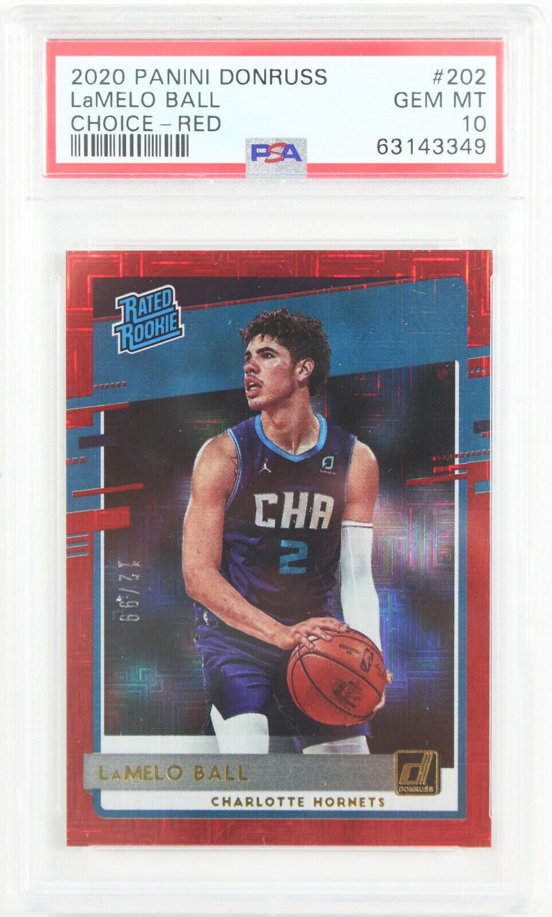 2020 Panini Donruss Lamelo Ball Rated Rookie #202 /99 Red Rookie 
