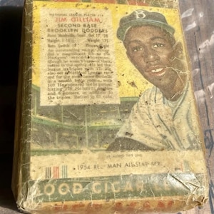 Raro nuovo vecchio stock 1954 RedMan Tobacco Jim Gilliam Baseball Card confezione originale
