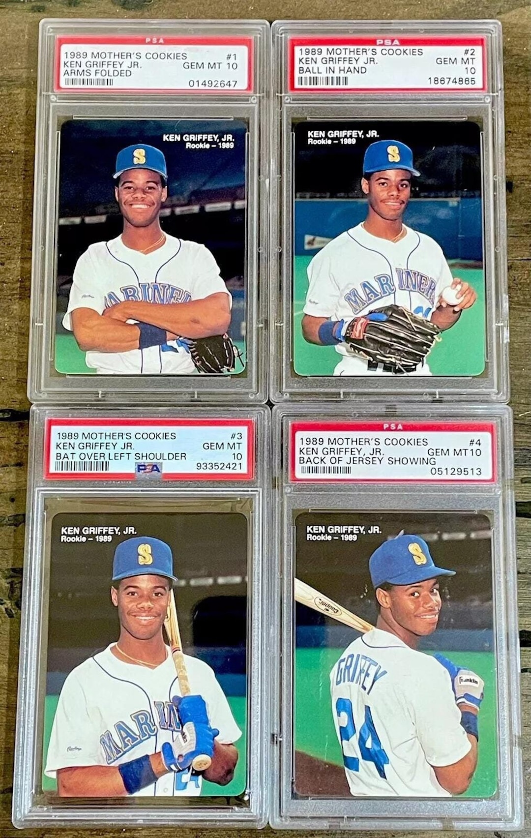 1989 Mother's Cookies Ken Griffey Jr 4 Card Rookie Set RC All 4