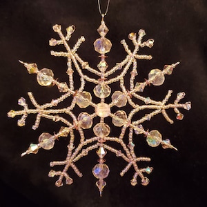 Pink Opal Shimmer Crystal Snowflake Ornament Suncatcher