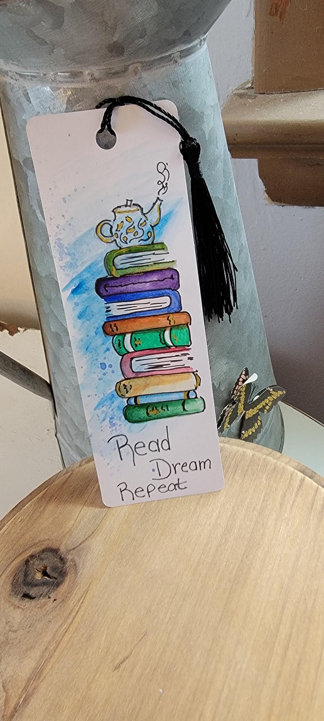 Bookmarker Tea & Books Bookmarker - Etsy