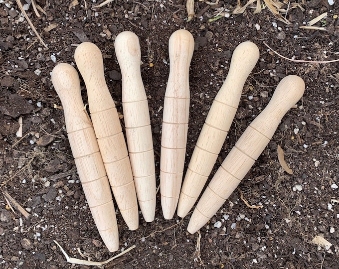Bulb Planter, Garden Bibber, Garden Dibbler, Wood Plant Marker, Garden Gloves, Gardening Tool, Seed Bombs Gift, Wooden Garden Stakes