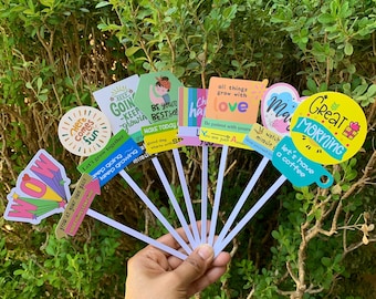 Plastic Plant Markers, Funky Decor Aesthetic, Plant Labels, Herb Stakes, Indoor Plant Name Tag, Plant Clips, Eclectic Pop Garden