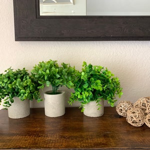 Concrete Pot, Small Hanging Plant, Fake Plants Decor, Artificial Plants for Shelf, Home Office Plant in Pot for Desk, Pearl of String