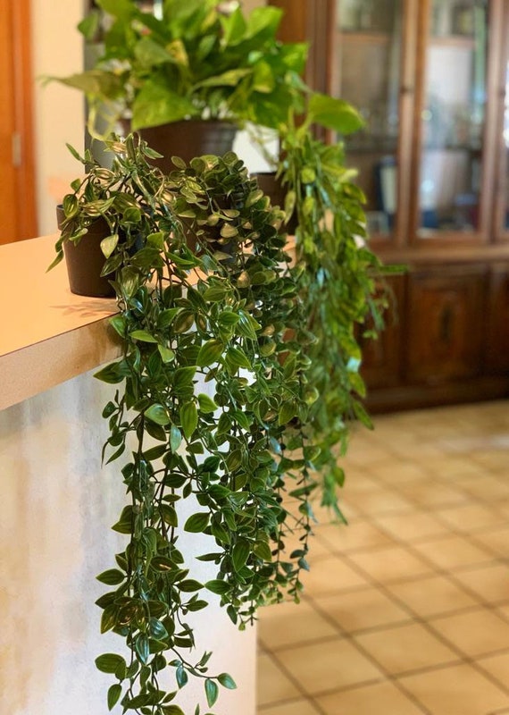 1 Pack Hanging Plants with Pots, Eucalyptus Artificial Plants Green
