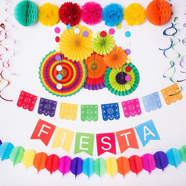 Mexican Fiesta Party Decorations Taco About a Party Taco Twosday Cumpleanos Encanto Papel Picado Fiesta Supplies Birthday Kit Coco Theme