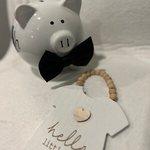 Black Bow Tie Personalized Piggy Bank! Monogram Script Piggy Bank! New Born Piggy Bank