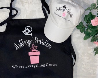 Garden Apron and Hat Set for Mothers! Mother's Day Garden Gift Set!