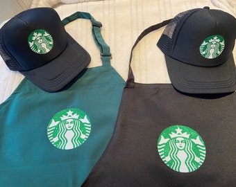 Group Dress Up Sets- Adults and Kids Dress Up Sets-Starbucks Barista Outfit Apron and Hat