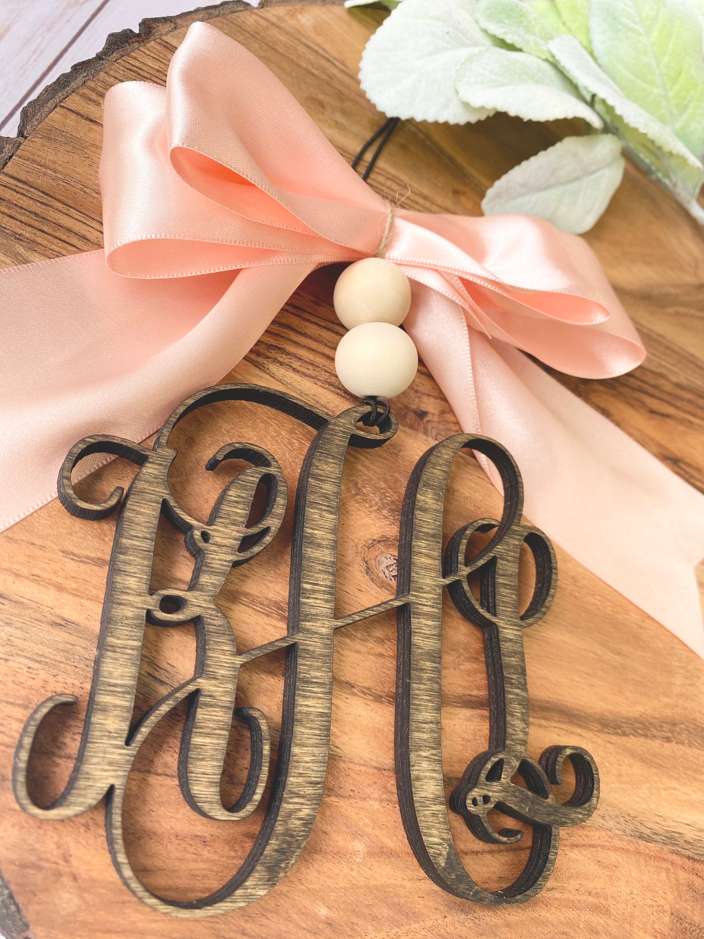 Wooden Monogrammed Rearview Mirror Hanger Wood Monogram Car Etsy