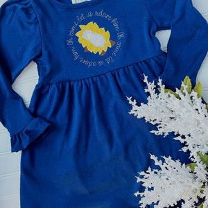 Girl&#39;s Nativity Dress, Toddler Jesus Dress, Religious Christmas Dress, Applique Manger Shirt, First Christmas Dress, Embroidered Holiday Top