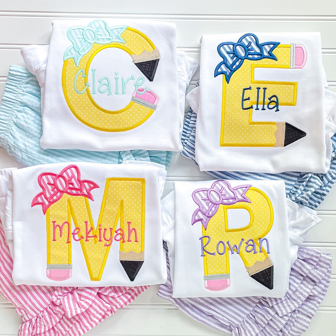 Embroidered Back to School Set Applique Pencil Shirt - Etsy