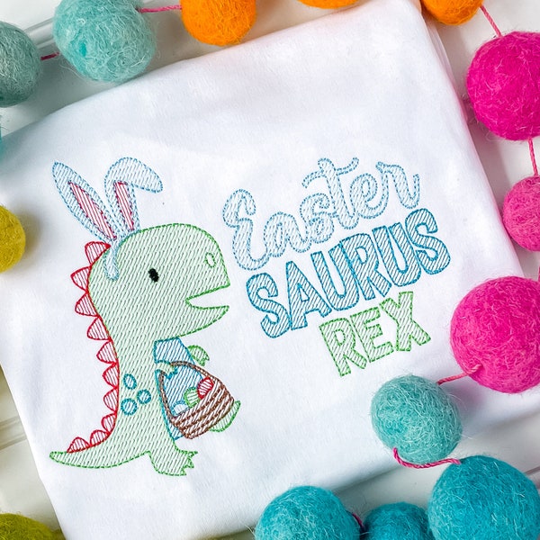 Kid's Embroider Easter Shirt, Boy's Easter Shirt, Monogram Dinosaur Shirt, Dinosaur Easter Shirt, Personalize Toddler Easter Top, Dino Bunny