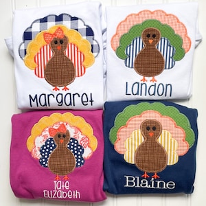 Gepersonaliseerde Turkije Thanksgiving-shirt met appliqué