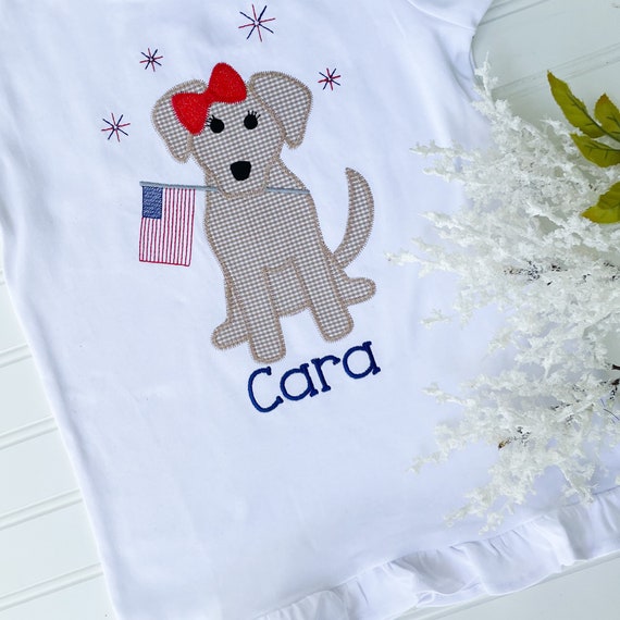 Embroidered Patriotic Dog Shirt Fourth 