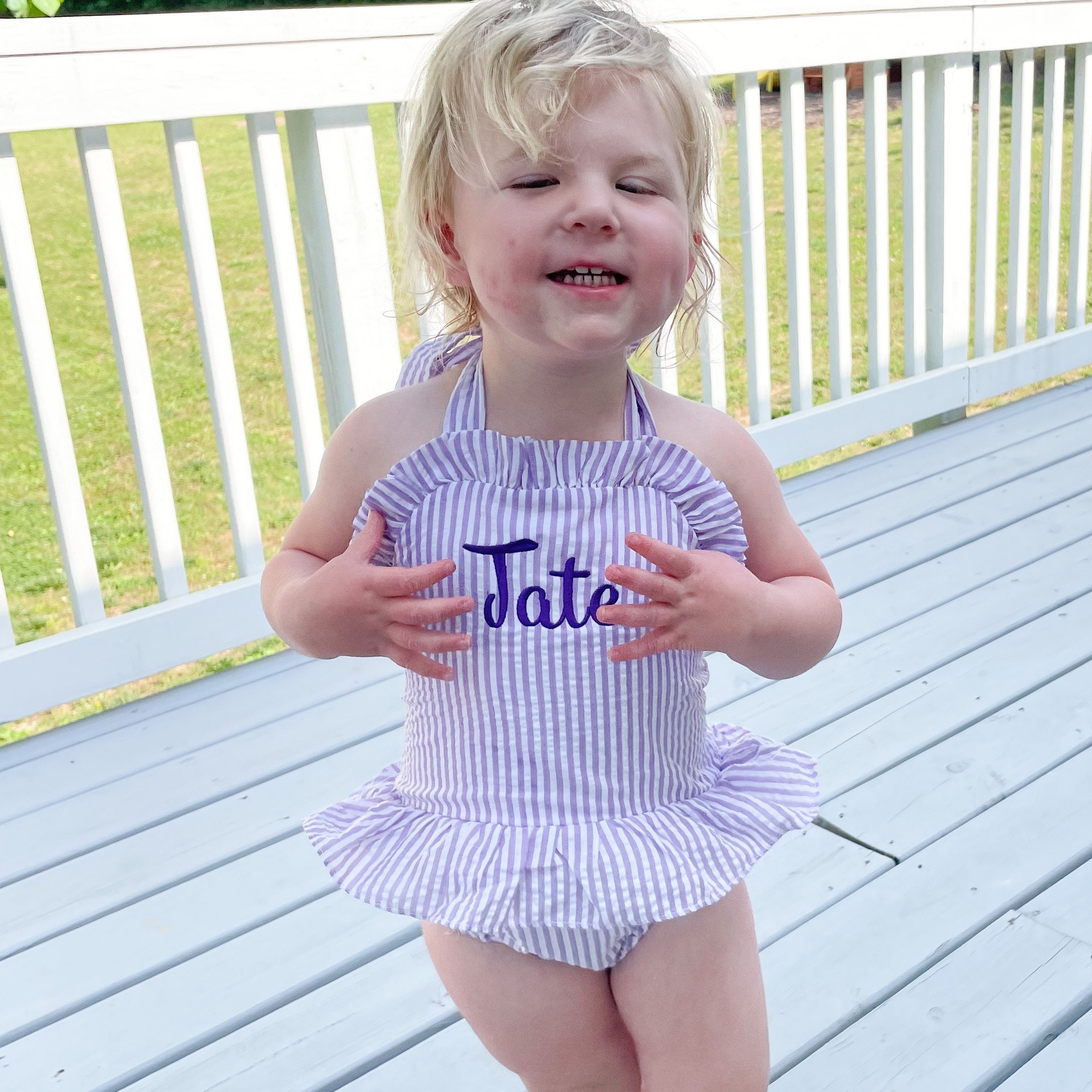 Monogrammed Swimsuit Personalized Toddler Swim Girl's Etsy