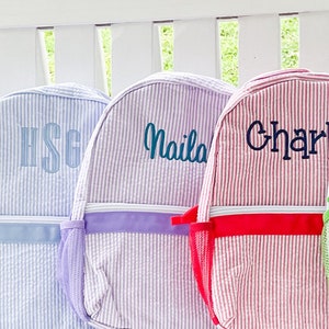 Toddler Backpack, Seersucker Backpack, Monogrammed Backpack, Baby Book Bag, girl&#39;s backpack, boy&#39;s backpack, Seersucker lunchbox