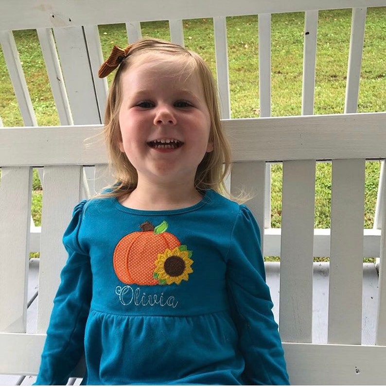 Girl's Applique Fall Dress Monogrammed Pumpkin Dress Etsy