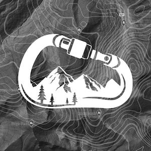Rock Climbing Carabiner, Rock climbing sticker, Carabiner  Sticker, Mountain Sticker, Rock climbing Decal, Carabiner Decal, Mountain Decal