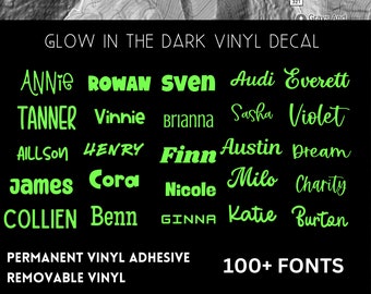 Glow In The Dark vinyl decal, Custom Name Decal, Personalized name Decal,  Custom text decal, Halloween decal, Halloween sticker, glow name