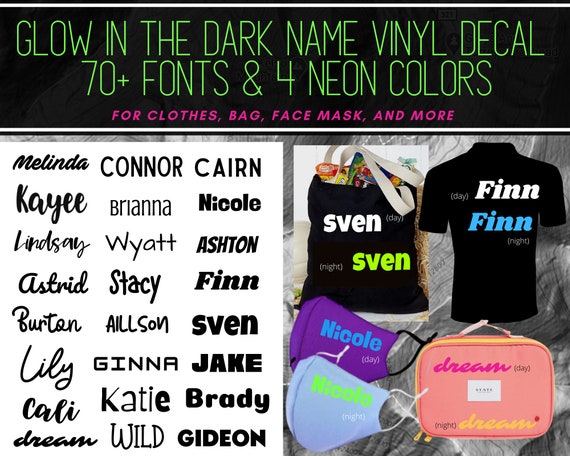 Glow in the Dark Iron-on Decal Personalized Name Fabric Iron - Etsy