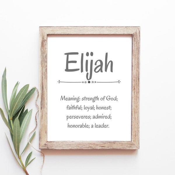 Elijah Baby Name Meaning Baby Names Nursery Sign Boy Names Printables Instant Digital Downloads