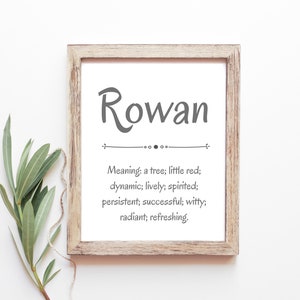 Rowan Baby Name Meaning Baby Names Nursery Sign Boy Names Printables Instant Digital Downloads