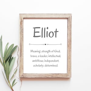 Elliot Baby Name Meaning Baby Names Nursery Sign Boy Names Printables Instant Digital Downloads