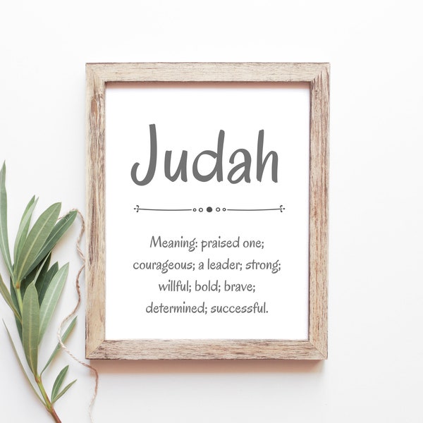 Judah Baby Name Meaning Baby Names Nursery Sign Boy Names Printables Instant Digital Downloads